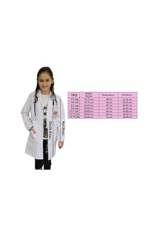 Kız Çocuk Doktor Önlüğü 2 -15 Yaş Beyaz