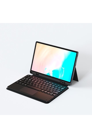 Samsung Galaxy Uyumlu Tab S9 Ultra Sm-x910 Border Keyboard Bluetooh Bağlantılı Standlı Klavyeli Tablet Kılıfı Kapaklı Kılıf