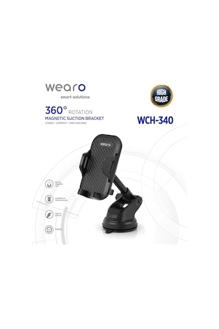 Araç İçi Uzayan Ayarlanabilir Vantuzlu Otomatik Telefon Tutucu - Cam Ve Torpido Için Yüksek Kalite Wch-340