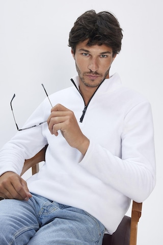 Tudors Erkek Dik Yaka Tüylenme Yapmayan Soğuk Geçirmez Standart Fit Rahat Kesim Polar Ekru Sweatshirt-30139-ekru Ekru