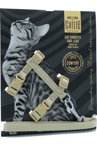 Cattie Dokuma Kedi Göğüs Tasma Ve Uzatma Seti 1x25-40 CM Haki