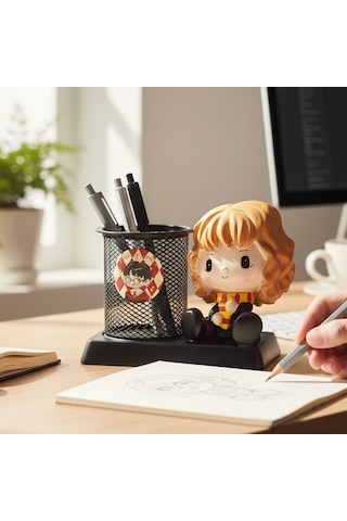 Kişiye Özel Hermione Temalı Kalemlik Ve Masaüstü Organizer İsim Yazılı Sevimli Figürlü Kalem Tutucu