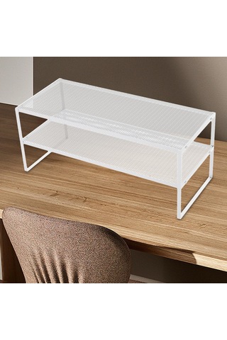 Homyl Masaüstü Bilgisayar Standı Çalışma 2-katlı-beyaz