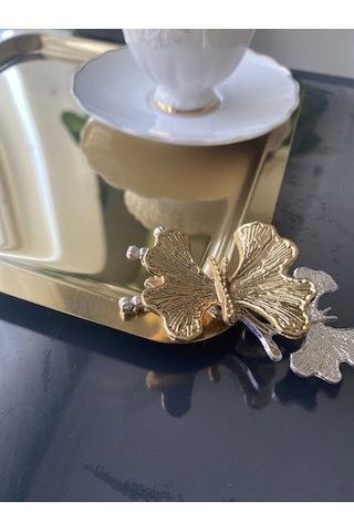 KARE KELEBEKLİ GOLD TEPSİ 1 ADET 1. KALİTE  (HEDİYELİ) KAHVE SÖZ