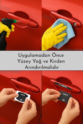 Premium Kia Cerato Karbon Desenli Kapı Kolu Koruyucu Seti Çizilmelere Karşı Dayanıklı 8 Parça