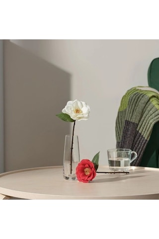 Ikea Smycka Yapay Kamelya Dalı 28 Cm Yeşil Bej Beyaz Bej - Beyaz