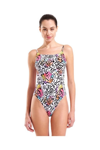 Arena Water Prints Swimsuit Kadın Çok Renkli Yüzücü Mayo 009398150 Beyaz