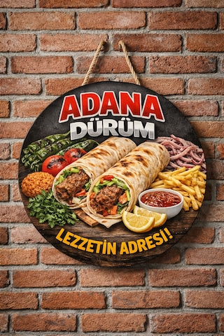 Mayeka Adana Dürüm Temalı Kebapçılar Restoranlar Lokantalar İçin Ahşap Duvar Kapı Dekoratif Süs Tablo 2
