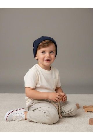 Zekids Erkek Çocuk Desenli Keten Pantolon-16807 Yeşil