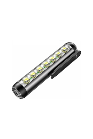 Ccgloball Süper Parlak Led Flaş Lambası Mini Pen Klipsli Manyetik Adsorpsiyonlu Siyah