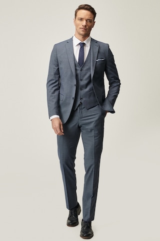 AC&Co / Altınyıldız Classics Altinyildiz Classics Erkek Lacivert-Mavi Slim Fit Desenli Lacivert-Mavi Yünlü Su Geçirmez Nano Yelekli Takım Elbise 4A3121100002LAM566N Lacivert