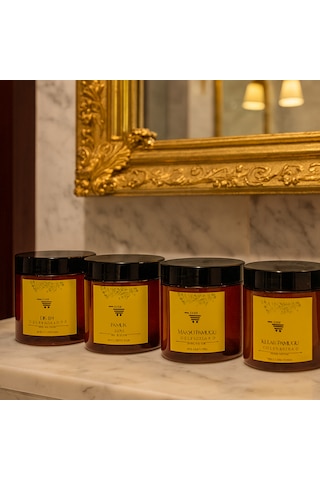 Organizer 4lü Kapaklı Kutu 500ml Set Banyo Düzenleyici Kutular Açık Kahverengi