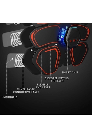 Didadodo Karın Kas Çalıştırıcı Ems Egzersiz Çalışması Güç Fitness Yama Taşınabilir Ev Dijital Ekran Karın Kolu İçin Şarj, Dijital Ekranlı Karın Egzersiz Yaması Siyah