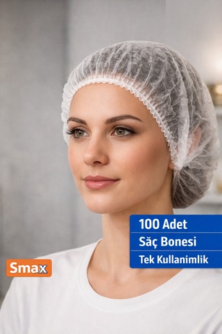 Saç Bonesi Bone Beyaz Tek Kullanımlık 100 Lü Paket Medikal Bone Tek Kullanımlık Saç Bonesi 100 Lü
