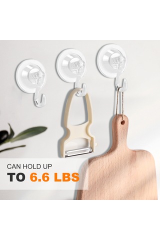 Honmex 4 Adet Tekrarlı Kullanımlı Su Geçirmez Süksiyon Kanca - Mutfak, Banyo, Ofis İçin 3 Kg Yük Taşıma Şeffaf