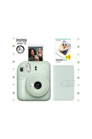 Fujifilm Instax Mini 12 Fotoğraf Makinesi + 20'li Film + Laporta Albüm Seti Yeşil