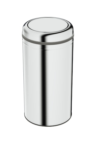 Aqua Bagno Basic Çöp Kovası - Sallanır Kapaklı 45 L, Parlak Krom Paslanmaz Krom