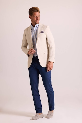 Erkek Bej Regular Fit Mono Yaka Keten Ceket 001