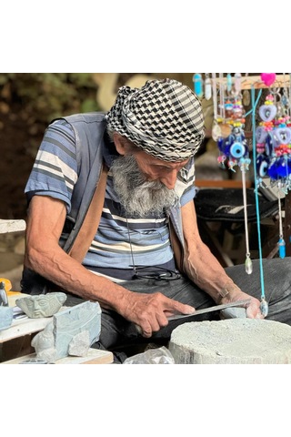 El Yapımı Serpantin Taşı Üzerine Arapça "bismillahirrahmanirrahim" Yazılı Magnet