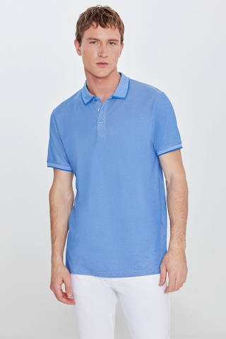Ac&Co / Altınyıldız Classics 4A4820200047Sabm Düğmeli Polo Yaka Cepsiz Slim Fit Erkek Tişört Saks Mavisi - Beyaz Saks Mavi