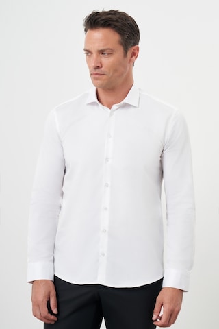 Morven Erkek Beyaz Pamuk Düz Desen İtalyan Yaka Slim Fit Gömlek 24mc004088600 Beyaz