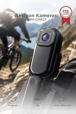 Premium Taşınabilir Aksesuar Hareketli Giyilebilir Aksiyon Kamerası Cmr27 Siyah 1080p