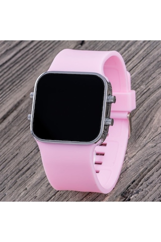 Trend Model Pembe Renk Silikon Kordonlu Led Kadın Genç Kız Kol Saati St-304322