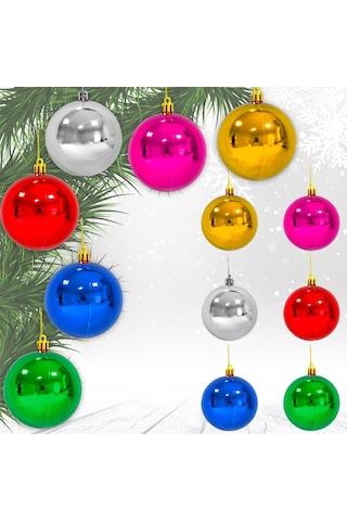 Yılbaşı Ağaç Süsü Cici Top, 8 cm - 6 Adet