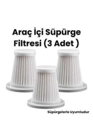 Şarlı Araç İçi Süpürge Hepa Filitresi 3 Adet Filitre Beyaz Şarlı Araç İçi Süpürge Hepa Filitresi 3 Adet Filitre Beyaz