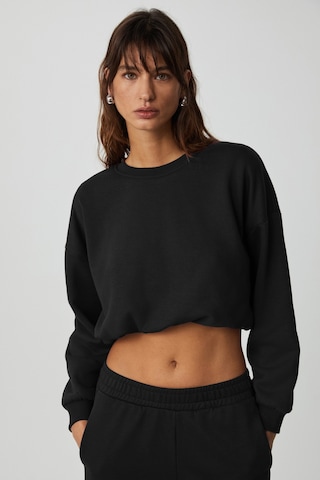 DEWANNA Kadın Uzun Kollu Crop Siyah Eşofman Takımı