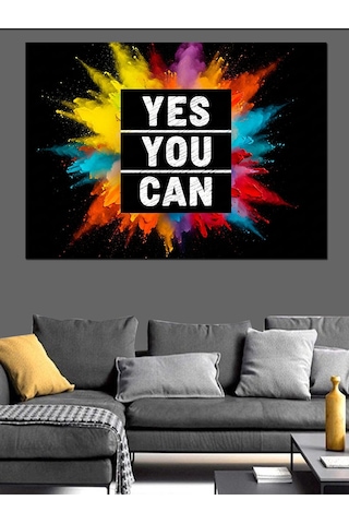 "yes You Can" Evet Yapabilirsin Motivasyon Yazısı Dekoratif Kanvas - Mdf Ahşap Tablo