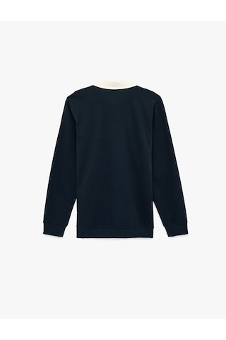 Koton Regular Fit Şardonlu Renk Kontrastlı Düğmeli Polo Yaka Sweatshirt Lacivert 6sam70014mk Lacivert