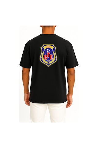 Bahriyeli Collection Oversize Ceza Ve Tevkifevleri Genel Müdürlüğü Cep Ve Sırt Tasarımlı Unisex T-shirt SIYAH