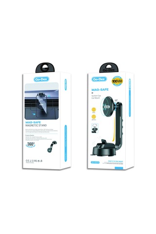 Go Des Gd-hd219 Magsafe Magnetik Bükülebilen Vantuzlu Araç Telefon Tutucu Siyah