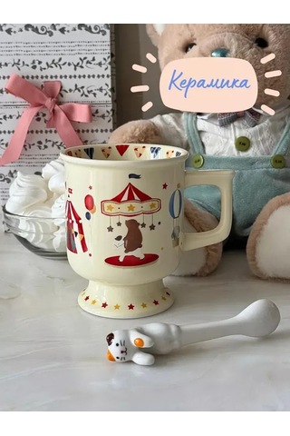 Suofeng Seri Porselen Kupa Ve Kaşık Seti - Beyaz 300 Ml - Glaze Kaplama - Ev, Hediye İçin Uygun Sarı