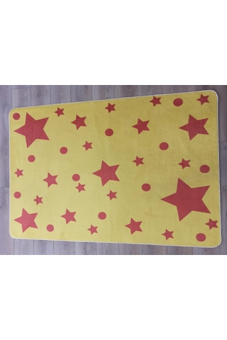 Çam Halı Kids Sarı Kırmızı Taraftar Yıldız Desenli Çocuk Odası Halısı - 120x180 Sarı