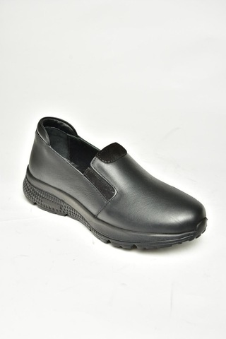 Fox Shoes T555082003 Siyah Hakiki Deri Comfort Ortopedik Taban Kadın Ayakkabı Siyah