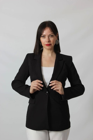 Moda Berray 1905 Siyah Kadın Büyük Beden Blazer Ceket Siyah