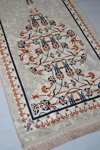 Çantalı Fermuarlı Desenli Seccade Kp001 Krem