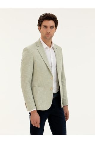 Cacharel Çağla Yeşili Slim Fit Yün İpek Karışımlı Ceket Yesıl