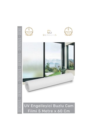 Camfilmi Buzlu Uv Engelleyici Güneş Korumalı Gizlilik Sağlayan Dekoratif Cam Filmi 5 Metre X 60 Cm