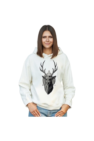 Deer Kadın Sweatshırt Ekru Renk Ekru