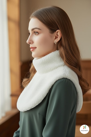 Leiste Kadın Peluş Bolero Omuz Şalı Etol Boyunluk Welsoft Peluş Kışlık Omuz Şalı Boyunluk Beyaz