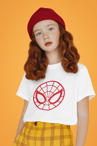 Sevbano Spider-man Maske Baskılı Unisex Örümcek Adam Film Çocuk Tişört 1 Beyaz