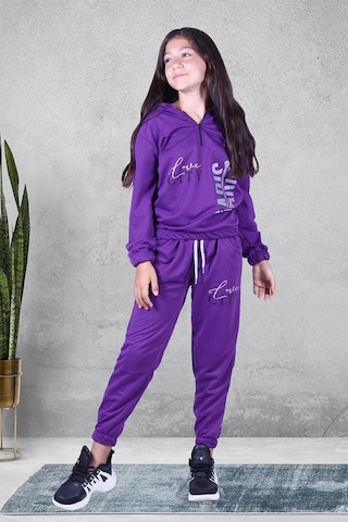 Fyk Kids Love Cıty Fermuarlı Kız Eşofman Takımı Mor