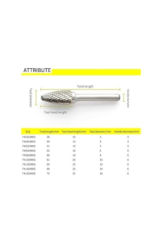 Karbür Metal Ahşap İşleme Ahşap Oyma Taşlama Kafası Çift Yuva Tungsten Çelik Ftype Kavisli Yuvarlak Kafa Döner Sıkıcı Kesici Fx1625m06
