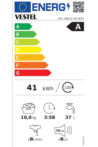 Vestel CMI 108422 MS WIFI 10 KG 1200 Devir Çamaşır Makinesi