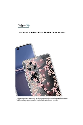 Oppo A94 Uyumlu Kamera Korumalı Floral Kırmızı Tasarımlı Şeffaf Silikon Kılıf