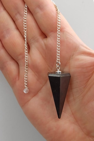 Doğal Şungit Taşı Pandül Sarkaç Shungite 218-6 Gümüş