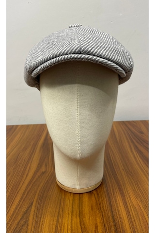 Hamze Peaky Blinders Model İngiliz Tarz Kaşe Kumaş Çizgili Kasket Şapka Gri